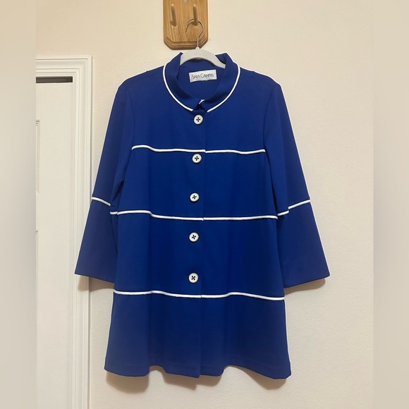 Sara Campbell Jackets & Blazers - Sara Campbell Royal Blue Button Up Knit Blazer Size Medium Nautical Mid-length